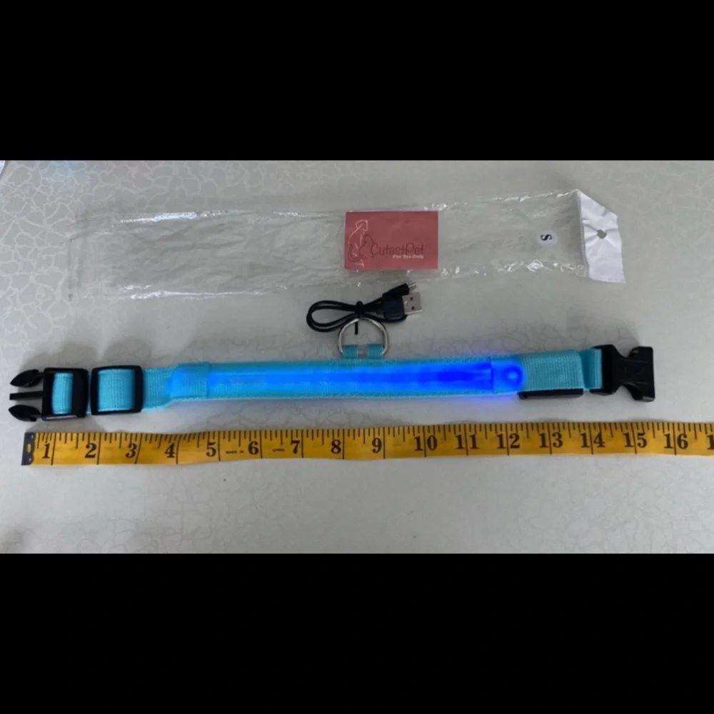 CutestPet Blue Adjustable Light Up Pet Collar size small